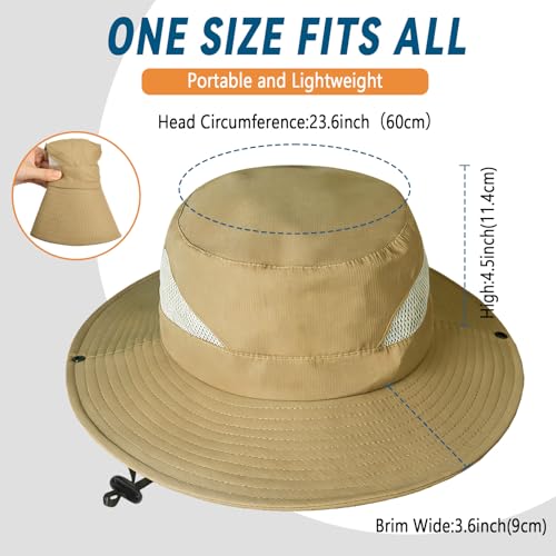 ZOORON Sun Hats for Men Women, Wide Brim Safari Hats UV Protection UPF50+ Waterproof Boonie Hats for Fishing Hiking Camping - color: 2pack-khaki+gray