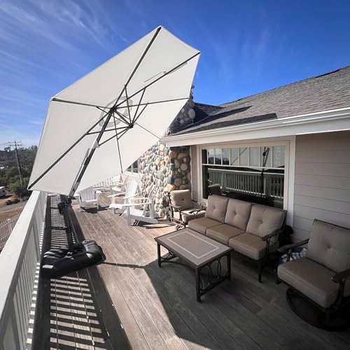 PURPLE LEAF 11 Feet Patio Umbrella Outdoor Cantilever Round Umbrella Aluminum Offset Umbrella with 360-degree Rotation for Garden Deck Pool Patio White - color: White, size: 11 Feet, style: Standard