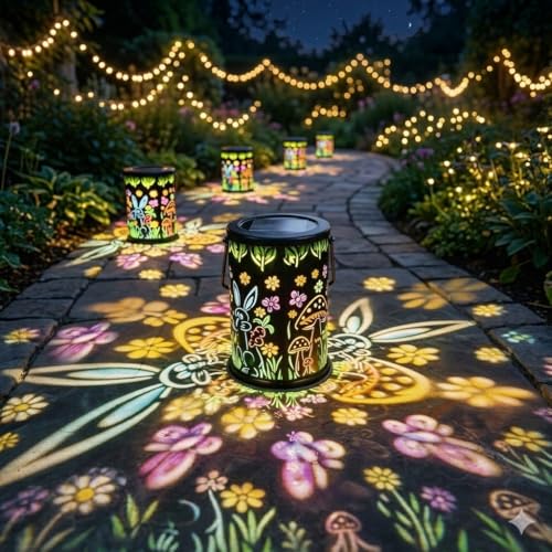 Solar Lanterns Outdoor Waterproof Mushroom & Rabbit Garden Decor, Gifts for Women Mother's Day Mom Grandma, Solar Lights Garden Haning Lights for Outside, Patio, Yard, Lawn, Porch - style: A Rabbit Mushroom