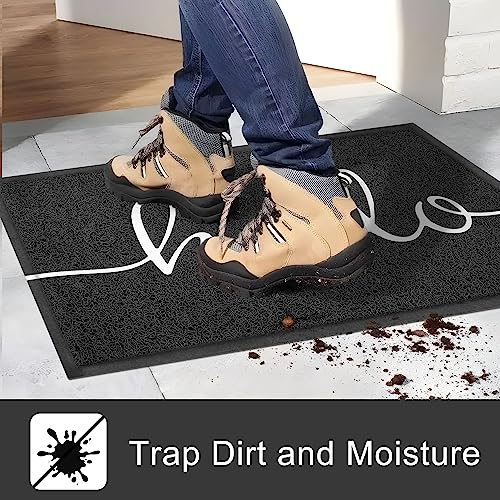 KILOCOCO Outdoor Mat Front Door Mat Welcome Mats Low Pile Doormat Entrance Non-Slip High Traffic Area Easy Clean Rubber Backed Entry Mats Hello Doormats for Garage Yard Patio Kitchen Indoor,18"x30" - color: Hello, size: 1'6" x 2'6" (Rectangular)
