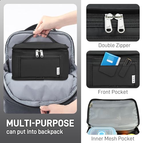 NOL Mini Insulated Lunch Bag for Women Men Kids | Small Leakproof Reusable Lunch Tote | Fits 6 Cans 330ml | Thermal Cooler for Work School Picnic Camping, Black - color: Black, size: Medium(5 Liters)