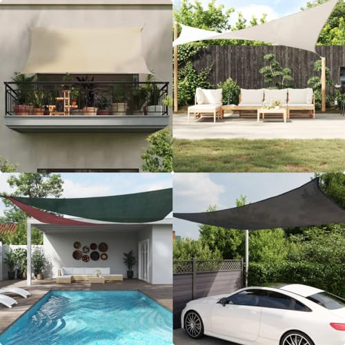 Sun Shade Sail 10' x 20' Cream Rectangle Canopy Sail Shade Cover 95% UV Block Permeable Sunshade Outdoor for Patio Yard - color: Cream, size: 10' X 20'