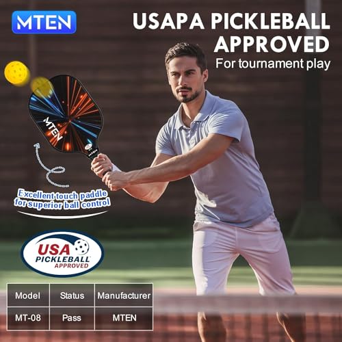 Pickleball Paddles Set of 2 or 4, or Single Paddle – USAPA Approved Fiberglass Surface Pickleball Rackets Set for Men & Women - color: Black Red*2