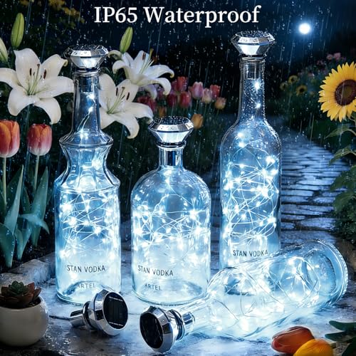ANGMLN Solar Diamond Shaped Wine Bottle Cork Lights 10 Pack Solar String Fairy Lights Outdoor Waterproof for Wedding Holiday Garden Patio Pathway Bar Concert Indoor Outdoor Decorative (Cool White) - color: Cool White