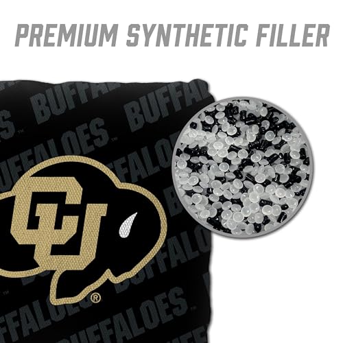 YouTheFan Officially-Licensed NCAA Set of 4 Cornhole Bags - All Weather Regulation 6” x 6” Size - 16oz Weight - Designed in USA - color: Colorado Buffaloes - Black
