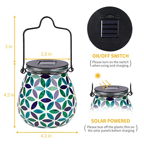 Afirst Mosaic Solar Lanterns Outdoor - Glass Hanging Solar Lights Hollow Out Waterproof Table Lamp Outdoor Decorative for Garden, Patio, Holiday Party Outdoor Decoration - style: kaleidoscope