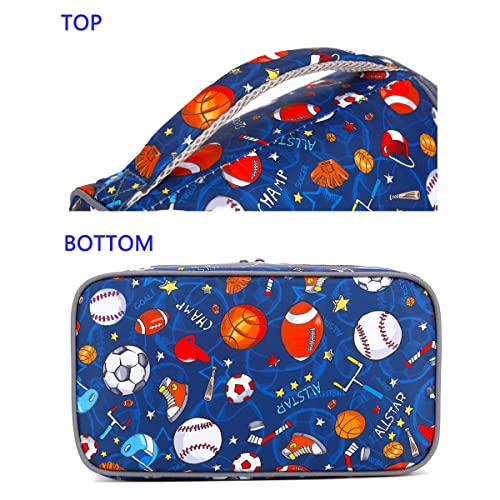 FlowFly Double Decker Cooler Insulated Lunch Bag Large Tote for Boys, Girls, Men, Women, With Adjustable Strap, Football - color: Football