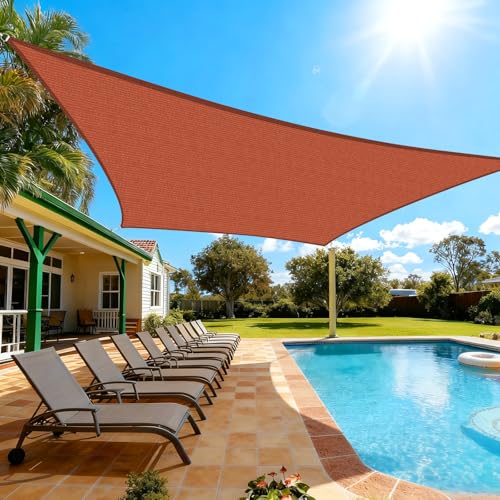 Artpuch Sun Shade Sail, 11'X17' Rust Red Rectangle Curved Edged Sun Shade, Commercial Grade 185GSM HDPE UV Permeable Outdoor Shade Cloth for Deck, Backyard, Patio (Custom Sizes Made) - color: Rust Red, size: 1 1' X 1 7'