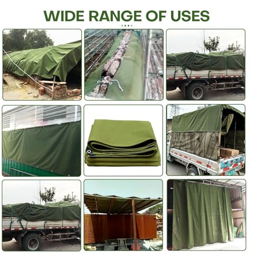 10 x 12ft Tarps Heavy Duty Thick Waterproof, Poly Canopy Army Green Tent Shelter Cover, 16 Oz Tarpaulin Shade, Rip and Tear Proof, UV Resistant Tarpaulin with Grommets and Reinforced Edges - color: Army Green, size: 10 x 12ft