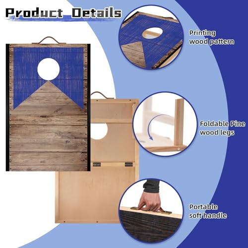 Wooden Cornhole Board Set with Bean Bags, Choose 2x1.3 ft Corn Hole Boards, Portable Outdoor & Indoor Toss Game Sets for Kids Adults and Family Party Camping Equipment