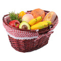 1 Pack 14.2 Inch Brown Wicker Basket with Checkered Lining, Oval Wicker Woven Basket with Handle, Willow Woven Picnic Baskets for Picnic, Camping, Party - size: 1 Pack 14.2in Brown