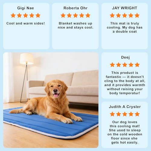 Dog Cooling Mat, Cold Memory Sponge Cooling Mat for Dog,Foldable Crate Pet Bed & Non-Slip, (Q-Max > 0.45) Long-Lasting Cool & Keep Your Pet Cool. (X-Large - (43.3 x 31.5 Inch) - size: X-Large - (43.3 x 31.5 Inch）