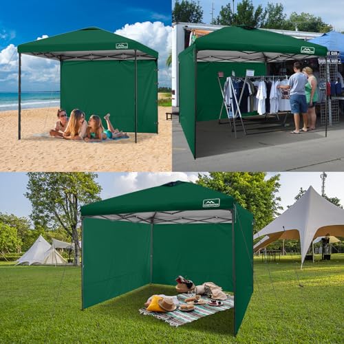 KAMPKEEPER 10X10 Canopy Tent Sidewalls with Zipper for Canopy Frame, 3Pcs Sunwalls Only, UPF50+ Waterproof Side Walls(Green) - color: Dark Green