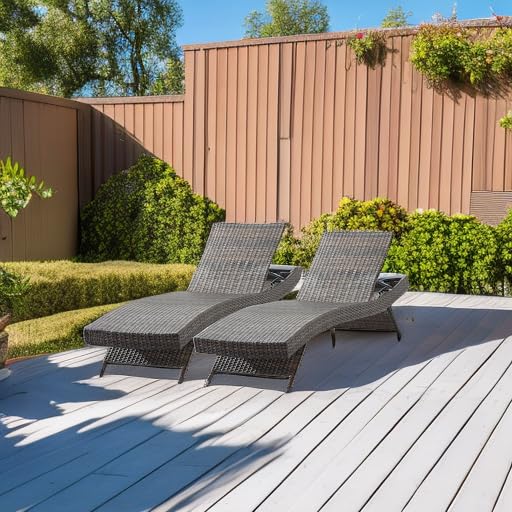 79'' Long Reclining Chaise Lounge Set (Set of 2), Outdoor Wicker Reclining Lounge Chair Patio Rattan Double Chaise Lounge Lawn Sunbathing Chairs Beach Pool Backrest Recliners (Set of 2) - color: 2 Chairs
