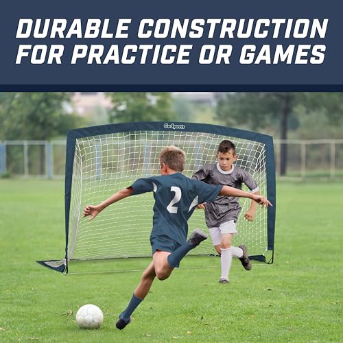 GoSports Portable Soccer Goals for Kids - 13 Color Options - Choose 4 x 3 ft or 6 x 4 ft - Team Tone Pop Up Nets for Backyard - color: Navy, style: 6 ft x 4 ft