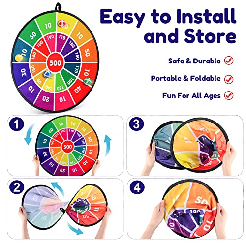 Hungdao 3 Sets Carnival Games Combo Set, Dart Board with Balls Plastic Cones Ring Bean Bags Toss Game for Boys Girls Adults Family Birthday Yard Indoor Outdoor - style: Classic Style
