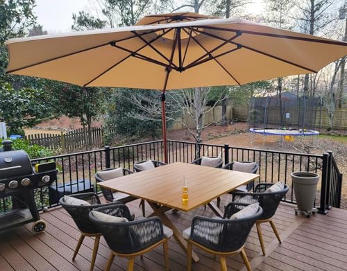 PURPLE LEAF 13ft Patio Umbrella Outdoor Round Umbrellas Large Cantilever Umbrella Windproof Offset Umbrellas Heavy Duty Sun Umbrella for Garden Deck Pool Patio, Beige - color: Beige, size: 13 Feet, style: Umbrella