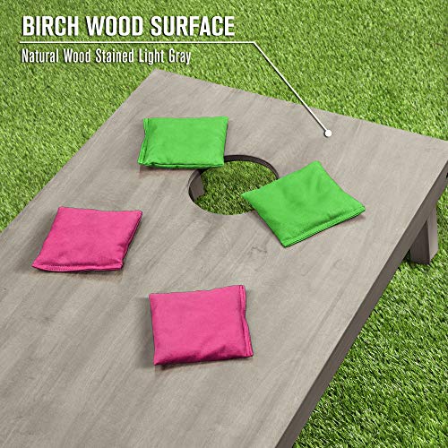 GoSports 4 ft x 2 ft Regulation Size Wooden Cornhole Boards Set - Includes Carrying Case and Bean Bags (Choose Your Colors) Over 100 Color Combinations - color: Bright Green & Pink
