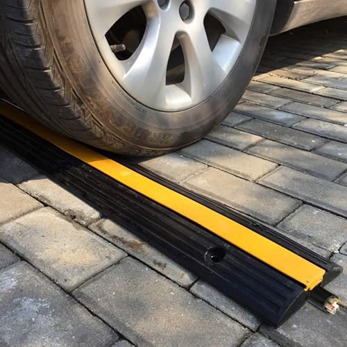 Rubber Durable Cable Protector Ramp Cover, Single Channel Heavy Duty Hose & Cord Track Floor Protection, 97x15x3cm, for Indoor and Outdoor Use