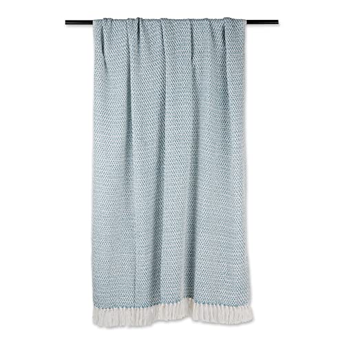 DII Woven Throw Collection 100% Cotton, Basketweave, 50x60, Storm Blue - color: Storm Blue, size: 50x60"