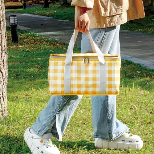 2pcs Insulated Picnic Bag Reusable Cooler Bags with Zipper Top, Foldable Picnic Basket for Food Storage，Portable Picnic Basket for Outdoor Camping, Party, Beach Trip (B) - color: B