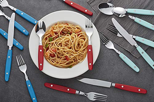 ANNOVA Silverware Set, Retro/Rivet Colorful Stainless Steel Tableware Kitchen Flatware Set Utensils, Includes Dinner Knives, Forks, Spoons, Salad Forks & Dessert Spoons (Blue, 20 Pieces) - color: Sapphire Blue, size: 20 Pieces