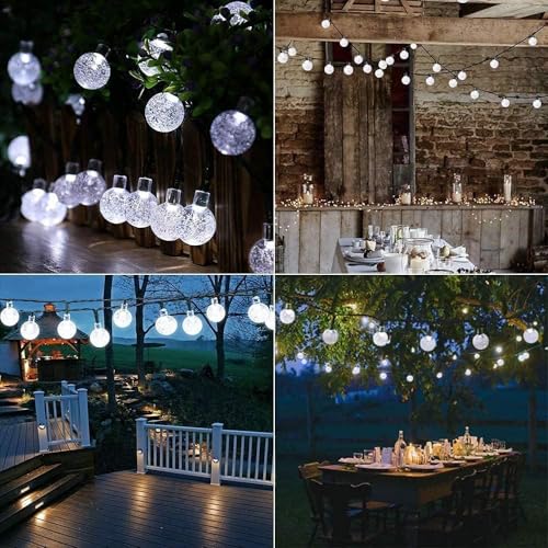Toodour Solar String Lights Outdoor, 56ft 100 LED Globe String Light with 8 Mode, Waterproof Crystall Ball Lights Solar Patio Lights for Garden, Lawn, Patio, Gazebo, Yard, Outdoor Decor - Cool White - color: Cool White, size: 56ft