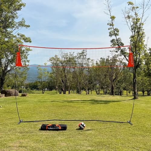 Portable Volleyball Net System Capable of preventing Sagging withThickened Poles, Height Adjustable UV-Resistant Tear-Proof Mesh and Carry Bag for Backyard, Beach and Outdoor Practice