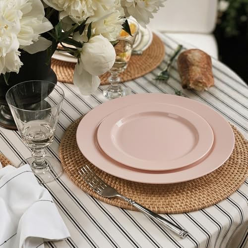 Fijinhom 100PCS Pink Disposable Plates for 50 Guests Including 50PCS 10" Dinner Plates & 50PCS 7" Dessert Plates, Pink - color: Pink, size: 50 Guests-100pcs