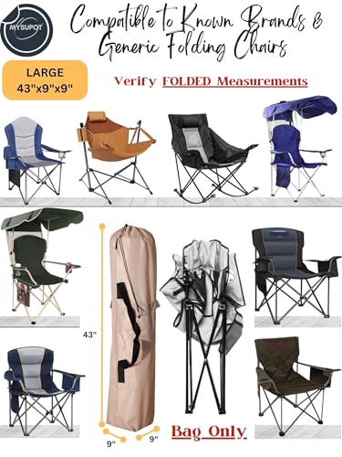 Replacement Bag for Folding Camping Chair, Portable Camp Chair, Hammock, Yoga Mat, Umbrella, Tents, Tripods, Fishing Poles - 420D Oxford Polyester Fabric - color: Tan, size: Large 43"x9"x9"