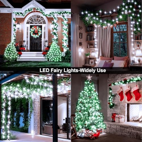 2 Pack Fairy String Lights Plug in 33Ft 100 LED, IP68 Waterproof Christmas Tree Light with Remote Timer Christmas Lights with 8 Modes Dimmable Twinkle Lights for Xmas Indoor Decor (Cool White) - color: Cool White