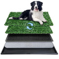 Dog Grass Pad with Tray,20"x30" Dog Litter Box, Artificial Turf Potty System with 2 Reusable Grass Patches + Washable Pee Pads, Portable Indoor Outdoor for Balcony Patio Apartment - size: Large-2 Grass Pad with Changing pad