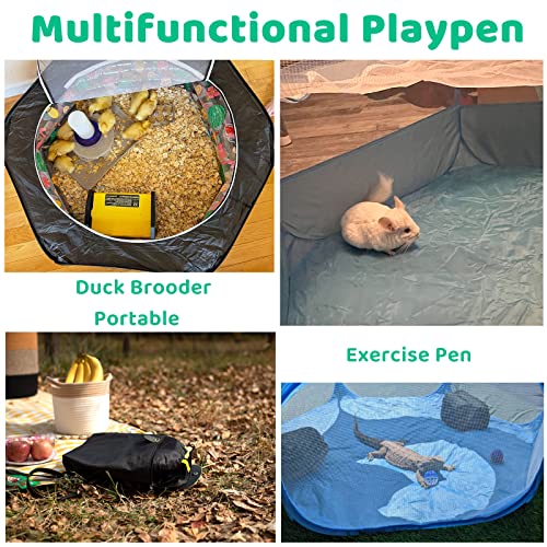 Amakunft Small Animal Pop-Up Playpen with Mesh Cover, 47'' x 23.6'' x 15'' Chicken Brooder Box, Play Pen Indoor Outdoor for Guinea Pigs, Bunny, Rabbits, Ferrets, Chinchillas, Kittens - color: black