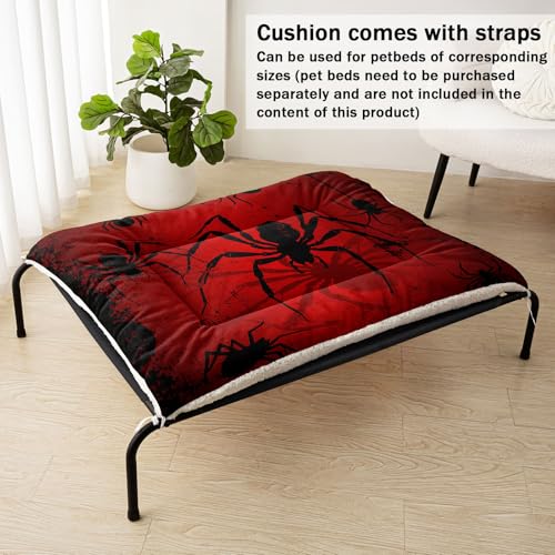 Nttopship Dog Cat Bed Mat Ultra Soft Fluffy Pet Bed Washable Fashion Dog Crate Beds Comfy Comfy Pet Sleeping Pad Suitable for Pet Raised Bed(30"x26",Red and Black Spider) - color: Red and Black Spider, size: Medium