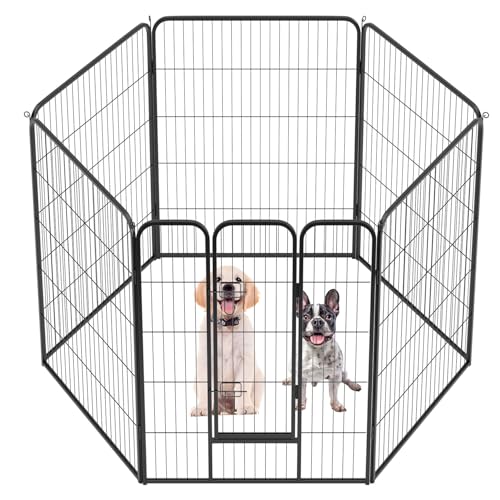 FDW Dog Playpen Dog Pen Dog Kennel 6 Panels 40 Inch Height Indoor Outdoor Folding Metal Portable Puppy Exercise Pen Heavy Duty Dog Fence for Yard Camping,Black - style: 6 Panels
