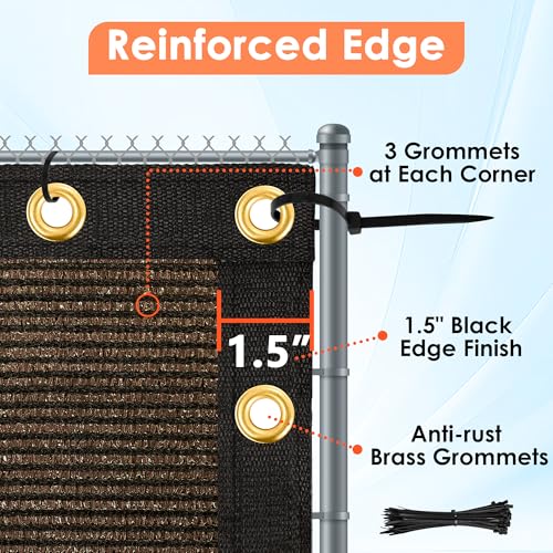iCover 4x25ft Privacy Screen Fence, Outdoor Fencing Panels, Garden Windscreen Mesh Shade Sail Net Barrier, Include Reinforced Bindings and Brass Grommets Cable Zip Ties,Brown - color: Brown, size: 4x25ft