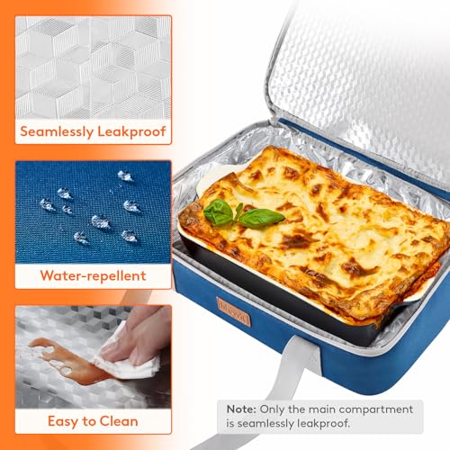 Lifewit Insulated Double Decker Casserole Carrier, Expandable Lasagna Lugger Tote Bag for Hot or Cold Food, Fits 9" x 13" Baking Dish for Potluck Parties, Picnic and Cookouts, Pure Blue - color: Pure Blue
