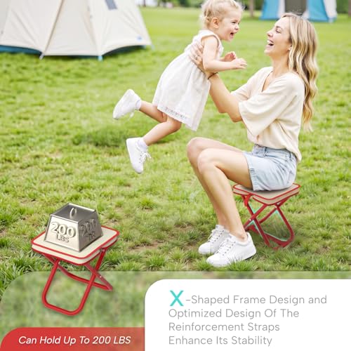 Portable Stool Camping Stool,Mountaineering and Hiking 12.6-Inch Portable Folding Stools for Outdoor Gardening and Beach Camping Fishing,Folding Stool with Carry Bag to 200LB Load Capacity