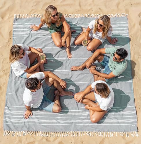 LANE LINEN Oversized Beach Towel - Large Outdoor Blanket with Soft Pre-Washed Finish – 82"x82", Ideal for Coastal Getaways, Backyard Lounging, Beach Party or Seaside Adventures – Grey - color: 10: Grey, size: Beach Blanket (80" x 80")