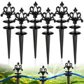 Zonon 6 Packs 12 Inch Garden Hose Guide Stake Heavy Duty Cast Iron Hose Guides Spike Decorative Garden Stakes Protector for Lawn Yard - Keeping Hoses Away from Flower Beds(Elegant Style) - style: Elegant Style