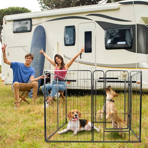 Confote Rollick Dog Playpen for Yard, RV Camping, 40 inch 8 Panels for Puppy and Small Dogs, Dog Pen Pet Dog Fence Outdoor Exercise Pen with Doors, Black - style: 8 Panels-40 inch