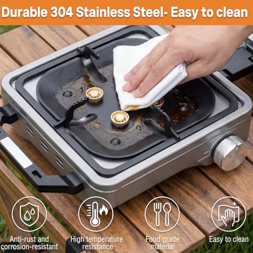 2 Burner Camping Stove with Windshield, 24000 BTU Propane Gas Stove,Portable Folding Camp Stove with Carry Bag, Piezo Ignition Adjustable Burners, Camping Essentials for Outdoor Tailgating Grilling