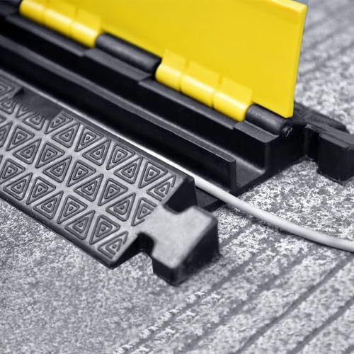Heavy-Duty Rubber Cable Protector Ramp (4-Pack) - 2-Channel Floor Cord Cover for Driveway, Warehouse, Events - 22,000 lbs Load Capacity - Indoor & Outdoor Use - Cable Speed Bump for Hoses, Cables - color: Small 2-Channel (4-Pack)