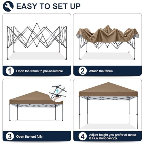 COOSHADE Durable Instant Canopy 10x10Ft (Khaki) - UPF 50+ Sun Protection - Waterproof & Flame Retardant - Perfect for Outdoor Activities - color: Khaki, size: 10x10Ft