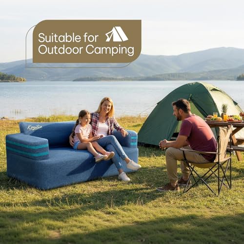 Portable Inflatable Sofa with Built-in Pump - Quick Inflation Comfortable and Durable Blow Up Loveseat for Indoor & Outdoor, Living Room, Camping, Apartment, Dorm