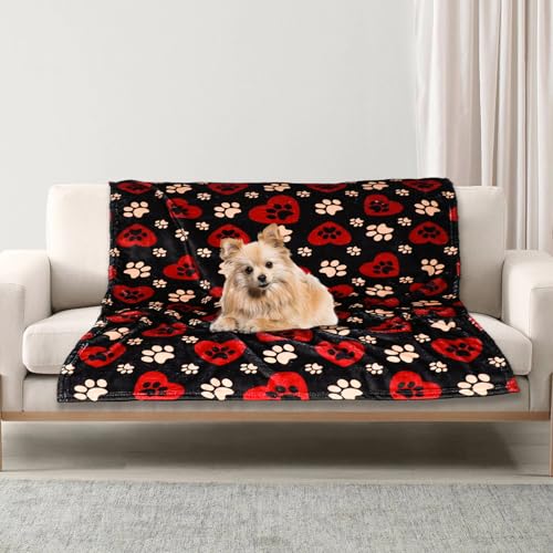 Premium Soft Dog Blanket Washable,43"x30" Cat Blanket for Indoor Cats Large Medium Small Dog Gifts Puppy Essentials (Red/Black) - color: Black/Red-1, size: 41x31Inch