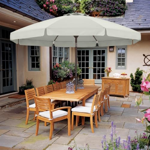 ABCCANOPY 10ft Scalloped Patio Umbrella, Outdoor Table Umbrella with Tilt and Crank, Fiberglass Ribs Deck Umbrella for Patio, Pool, Garden, Picnic (Light Beige) - color: Light Beige, size: 10ft