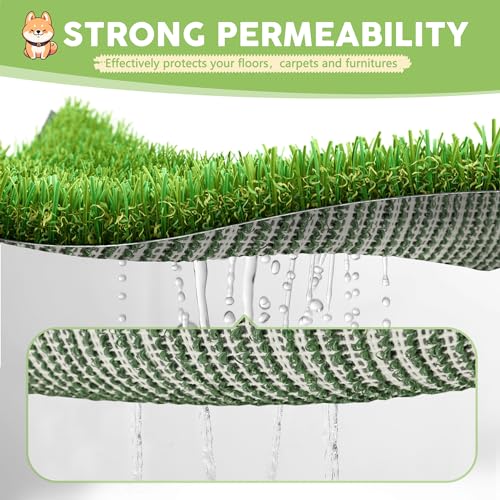 COZIWOW Grass Pad for Dogs with Tray, 30" x 20" Large Dog Grass Pad with Tray Indoor Dog Potty with 3PCS Artificial Grass Pee Pads, Washable Dog Litter Box Pet Toilet for Balcony Apartment - size: L - 30x20x2.2 IN