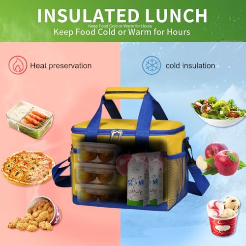 iknoe Insulated Lunch Bag, Foldable 8.5L Cooler Bag for Men & Women, Leakproof Thermal Design, Great for Office, Picnic, Travel, Lunch Box, Yellow - color: Yellow, size: Medium