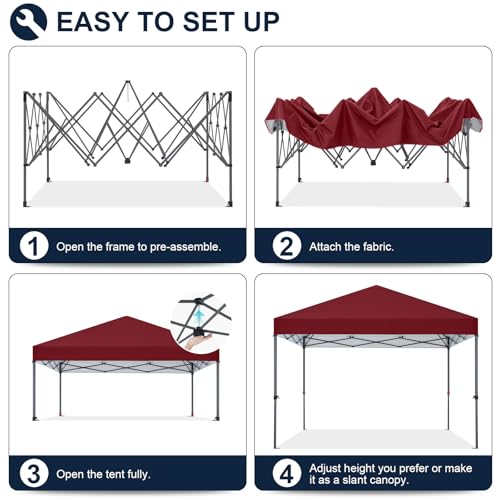 COOSHADE Durable Easy Pop Up Canopy Tent 10x10Ft, Burgundy - color: Burgundy, size: 10x10Ft